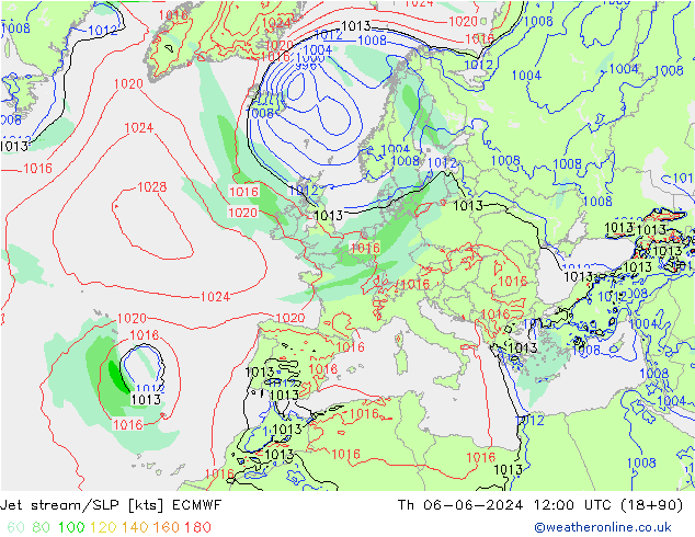 Prąd strumieniowy ECMWF czw. 06.06.2024 12 UTC