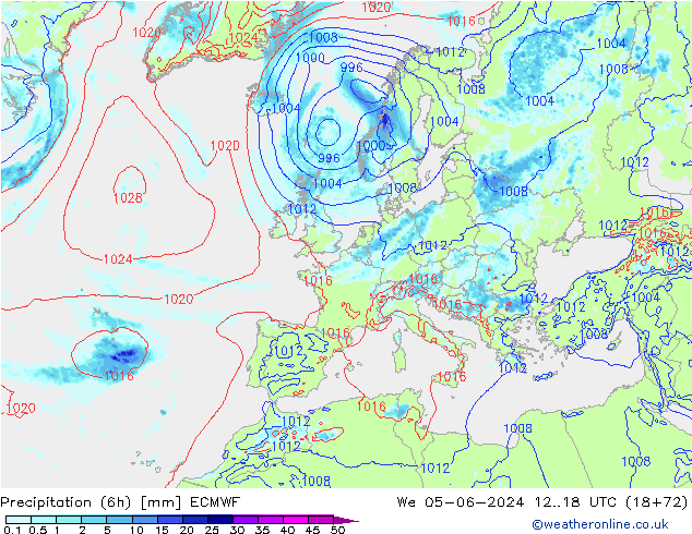 Z500/Rain (+SLP)/Z850 ECMWF We 05.06.2024 18 UTC