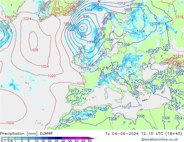 Niederschlag ECMWF Di 04.06.2024 15 UTC