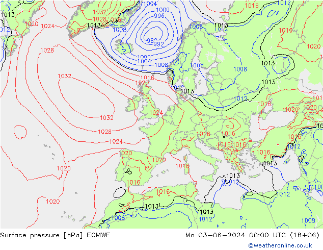 Yer basıncı ECMWF Pzt 03.06.2024 00 UTC