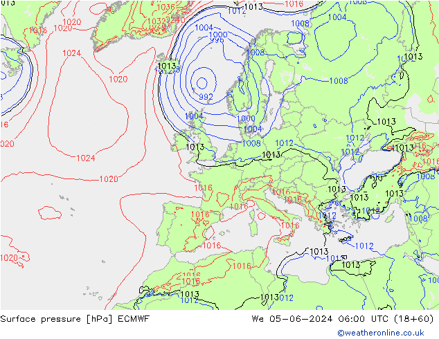 pression de l'air ECMWF mer 05.06.2024 06 UTC