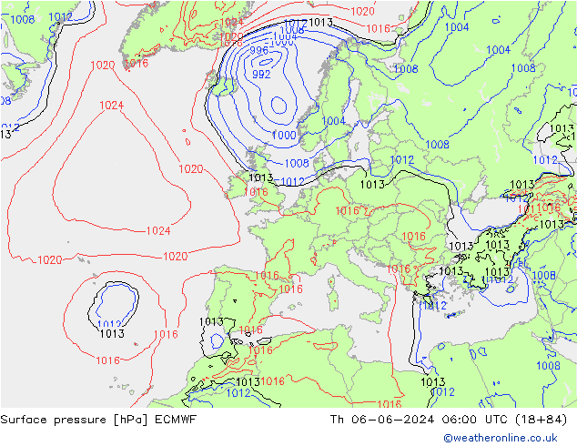 Bodendruck ECMWF Do 06.06.2024 06 UTC