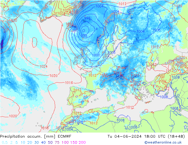 Precipitation accum. ECMWF Ter 04.06.2024 18 UTC