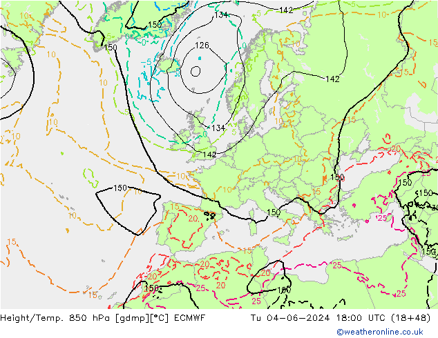 Geop./Temp. 850 hPa ECMWF mar 04.06.2024 18 UTC