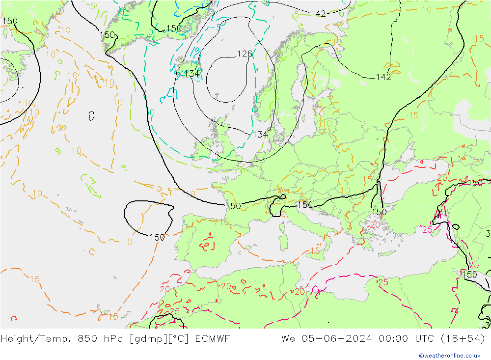 Z500/Rain (+SLP)/Z850 ECMWF mié 05.06.2024 00 UTC