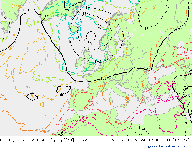 Z500/Rain (+SLP)/Z850 ECMWF We 05.06.2024 18 UTC