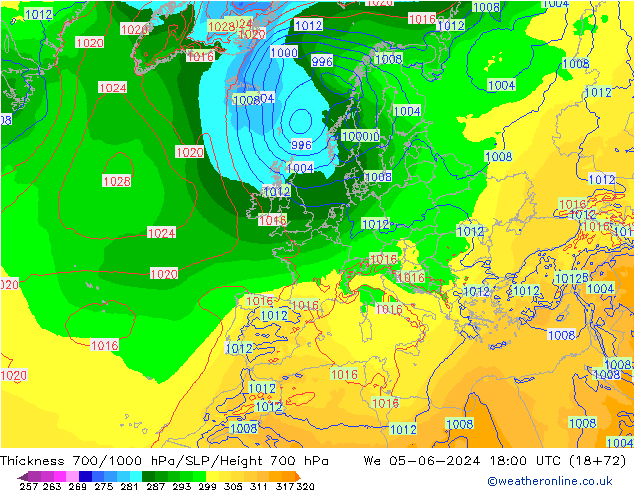 700-1000 hPa Kalınlığı ECMWF Çar 05.06.2024 18 UTC