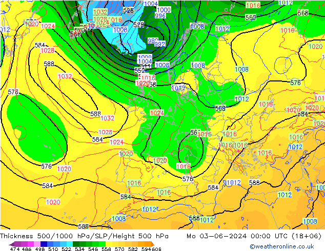 Thck 500-1000hPa ECMWF pon. 03.06.2024 00 UTC