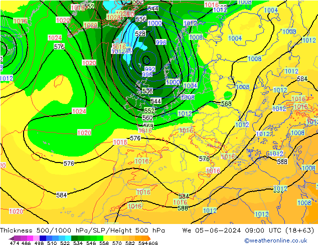 Thck 500-1000hPa ECMWF We 05.06.2024 09 UTC