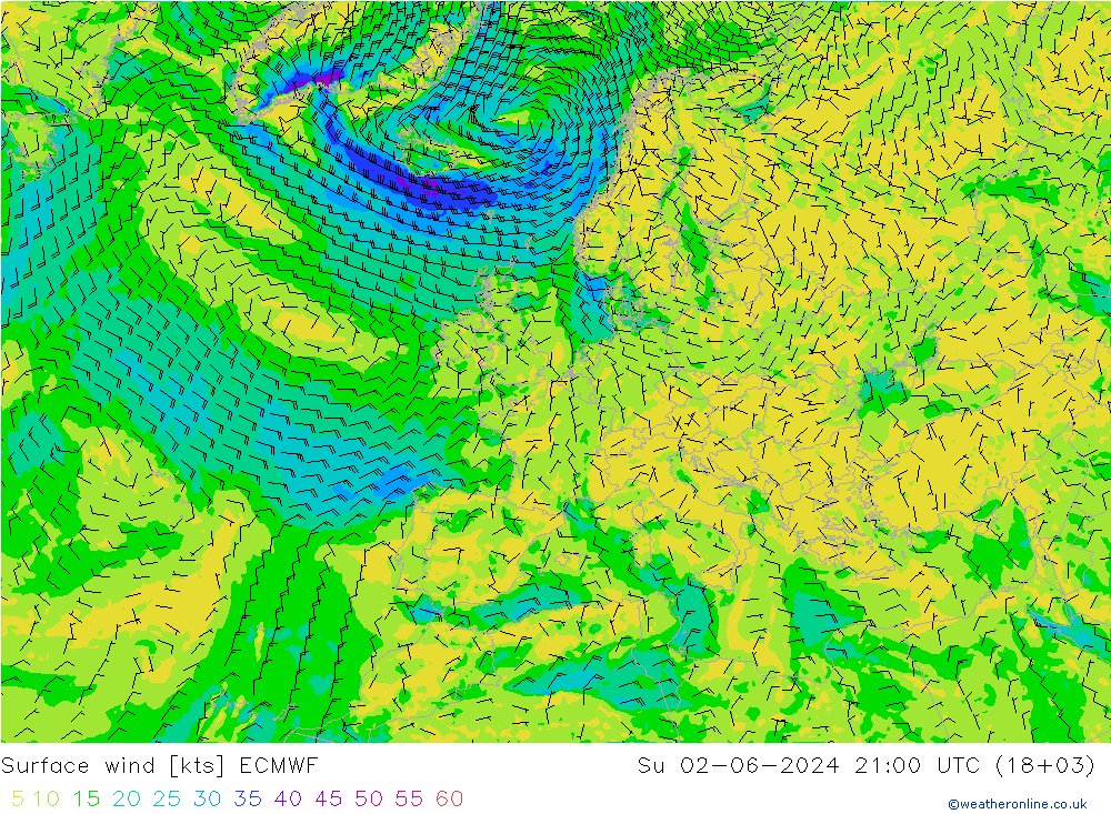 Bodenwind ECMWF So 02.06.2024 21 UTC