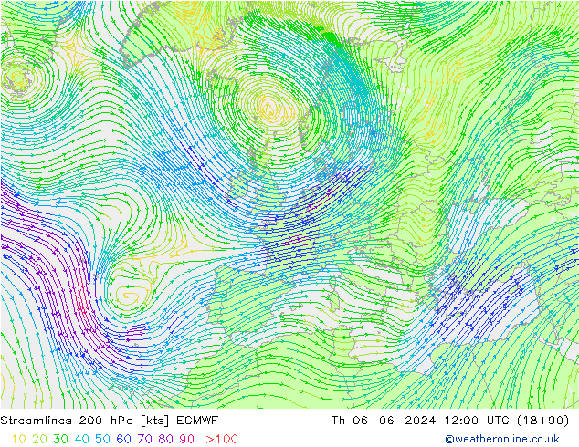 Rüzgar 200 hPa ECMWF Per 06.06.2024 12 UTC
