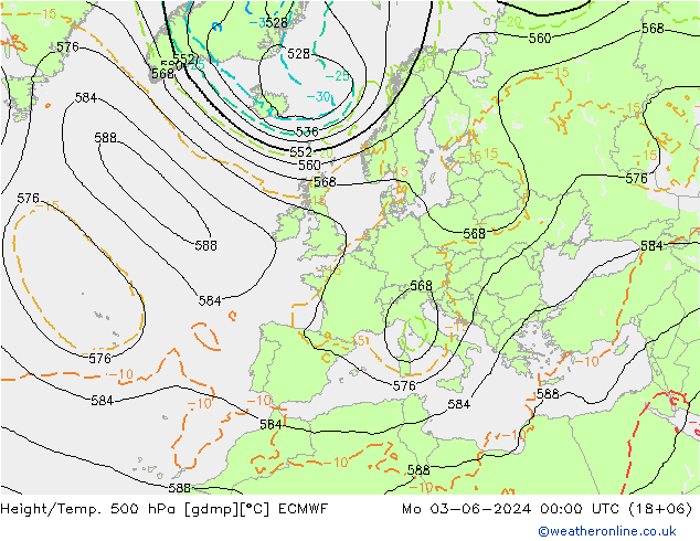 Height/Temp. 500 hPa ECMWF  03.06.2024 00 UTC