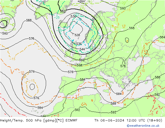 Géop./Temp. 500 hPa ECMWF jeu 06.06.2024 12 UTC