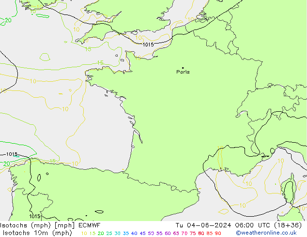 Isotachs (mph) ECMWF Tu 04.06.2024 06 UTC