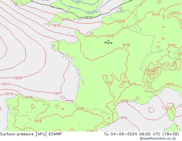 Presión superficial ECMWF mar 04.06.2024 09 UTC