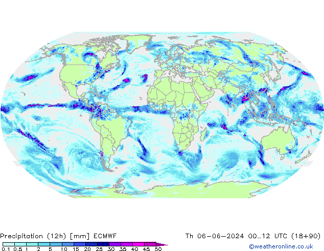 Precipitation (12h) ECMWF Th 06.06.2024 12 UTC