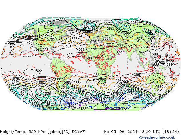 Z500/Rain (+SLP)/Z850 ECMWF lun 03.06.2024 18 UTC