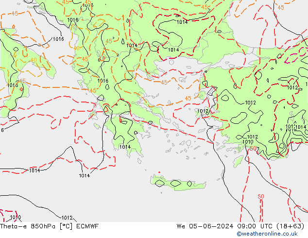 Theta-e 850гПа ECMWF ср 05.06.2024 09 UTC