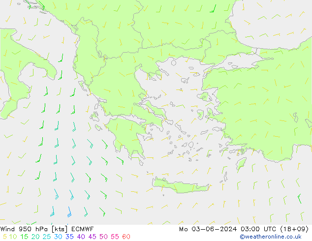 Vento 950 hPa ECMWF Seg 03.06.2024 03 UTC