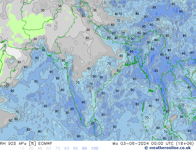 RH 925 hPa ECMWF Mo 03.06.2024 00 UTC