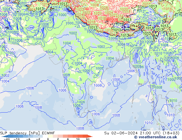 Druktendens (+/-) ECMWF zo 02.06.2024 21 UTC