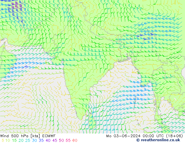 Wind 500 hPa ECMWF Mo 03.06.2024 00 UTC