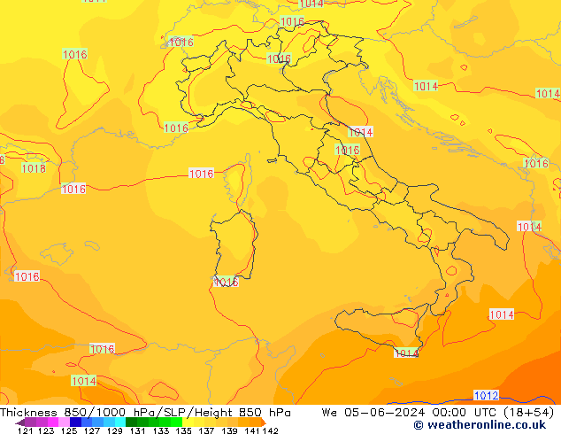 Thck 850-1000 hPa ECMWF We 05.06.2024 00 UTC