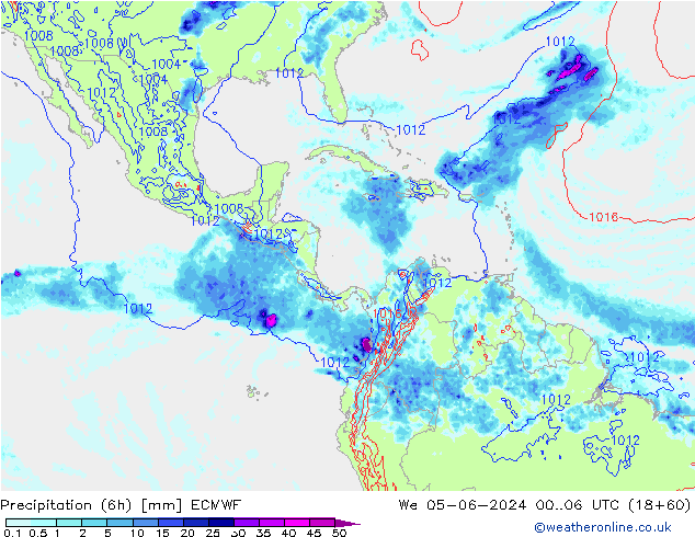 Z500/Rain (+SLP)/Z850 ECMWF mer 05.06.2024 06 UTC