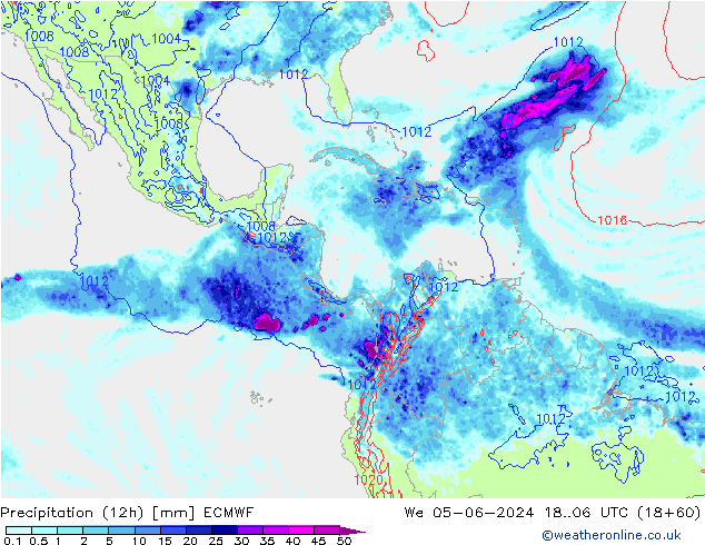 Totale neerslag (12h) ECMWF wo 05.06.2024 06 UTC