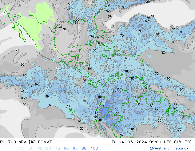 RH 700 hPa ECMWF Tu 04.06.2024 09 UTC