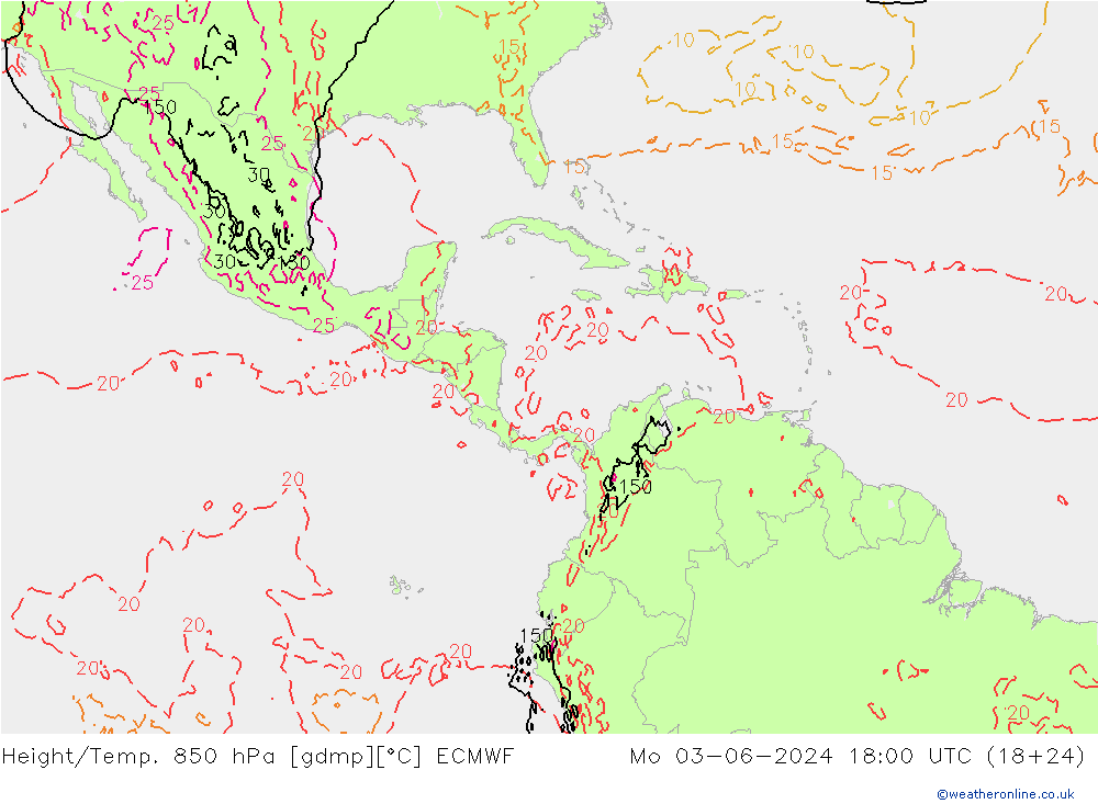 Z500/Regen(+SLP)/Z850 ECMWF ma 03.06.2024 18 UTC