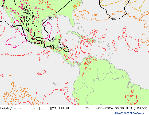 Z500/Rain (+SLP)/Z850 ECMWF mer 05.06.2024 06 UTC