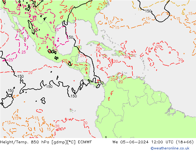 Z500/Rain (+SLP)/Z850 ECMWF We 05.06.2024 12 UTC