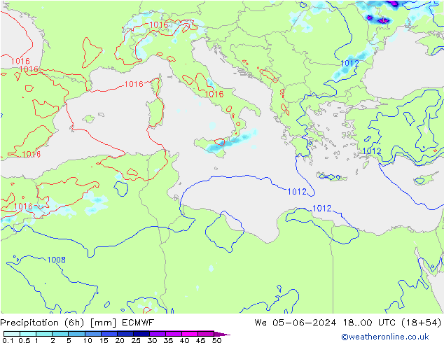 Prec 6h/Wind 10m/950 ECMWF ср 05.06.2024 00 UTC