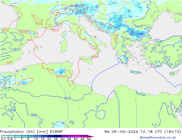 Z500/Rain (+SLP)/Z850 ECMWF mer 05.06.2024 18 UTC