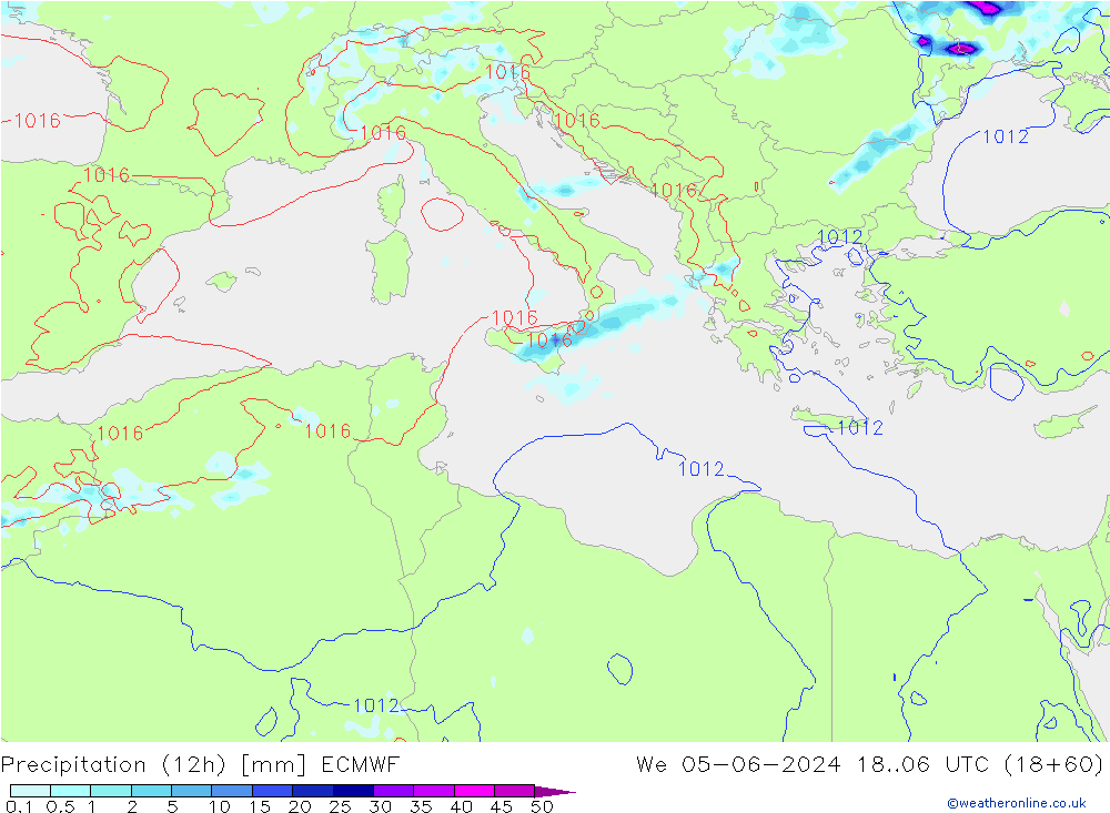 Yağış (12h) ECMWF Çar 05.06.2024 06 UTC