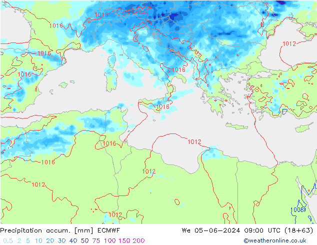 Precipitation accum. ECMWF We 05.06.2024 09 UTC
