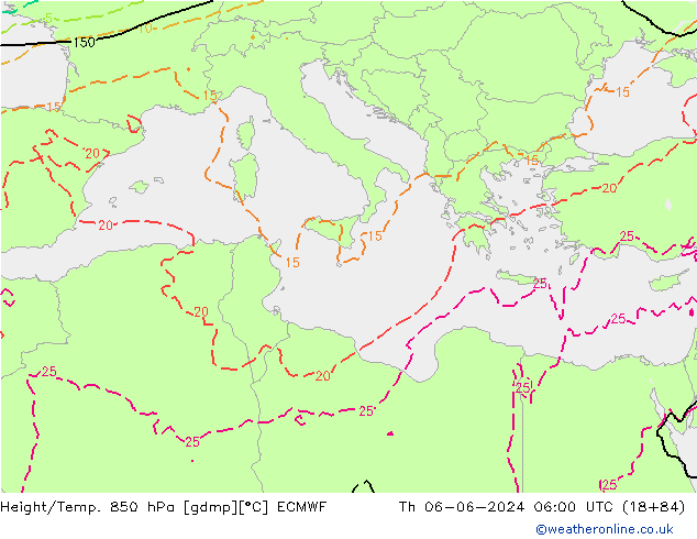 Z500/Rain (+SLP)/Z850 ECMWF Th 06.06.2024 06 UTC