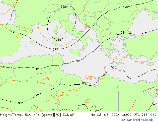 Z500/Rain (+SLP)/Z850 ECMWF  03.06.2024 00 UTC