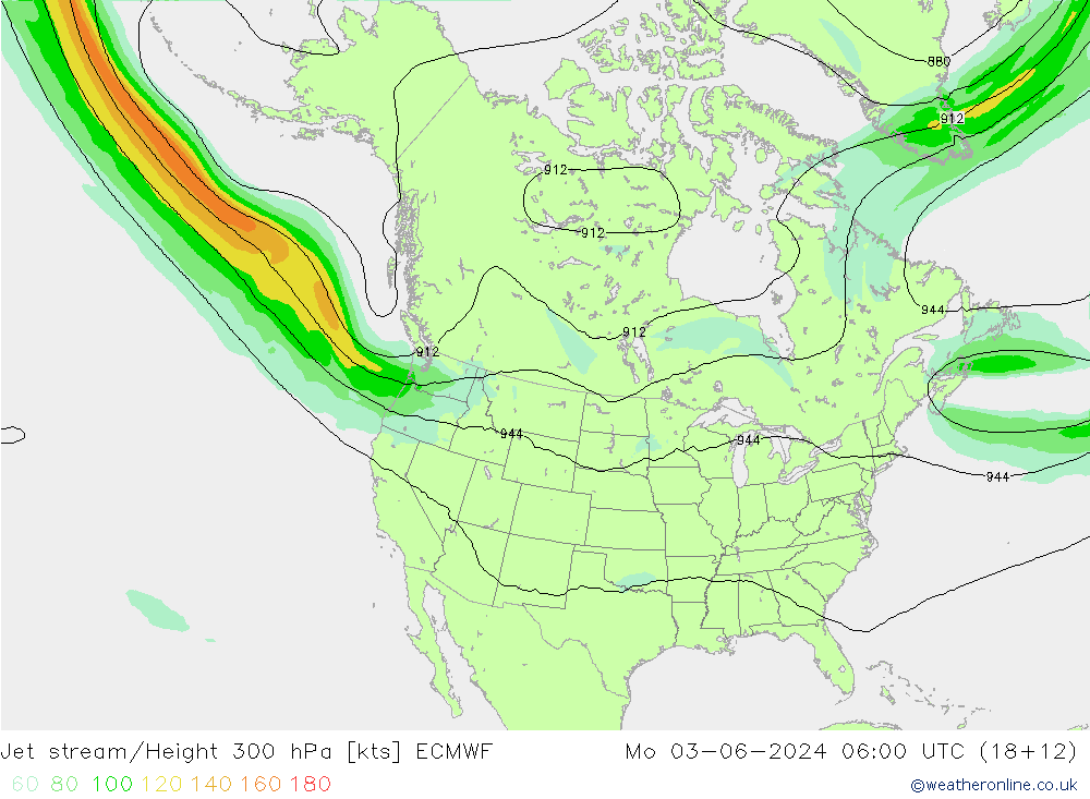 Corrente a getto ECMWF lun 03.06.2024 06 UTC