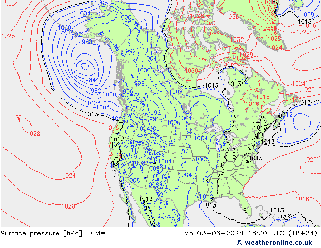 Surface pressure ECMWF Mo 03.06.2024 18 UTC