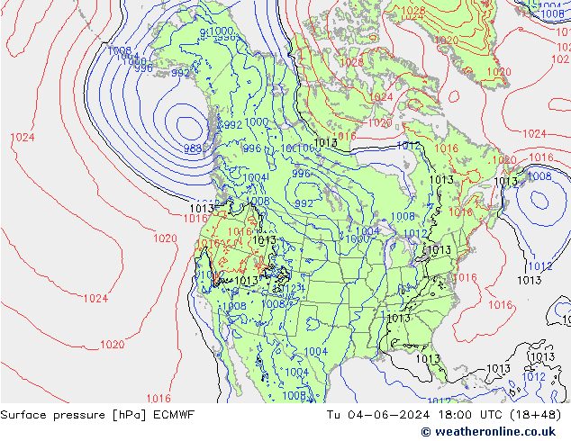 ciśnienie ECMWF wto. 04.06.2024 18 UTC