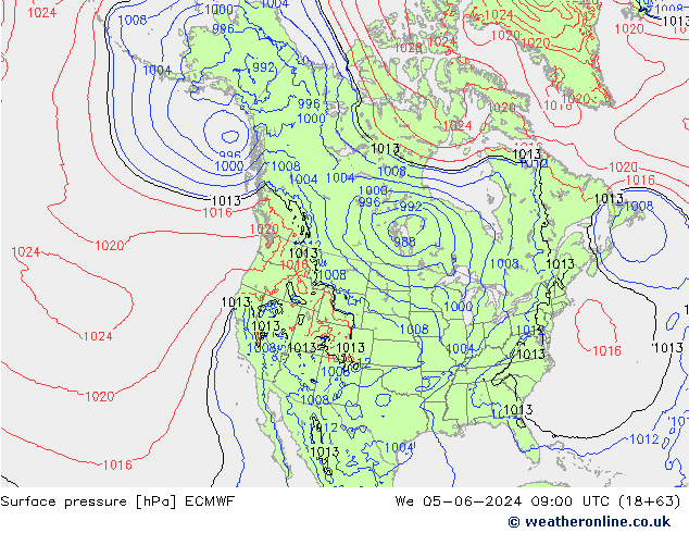 Atmosférický tlak ECMWF St 05.06.2024 09 UTC