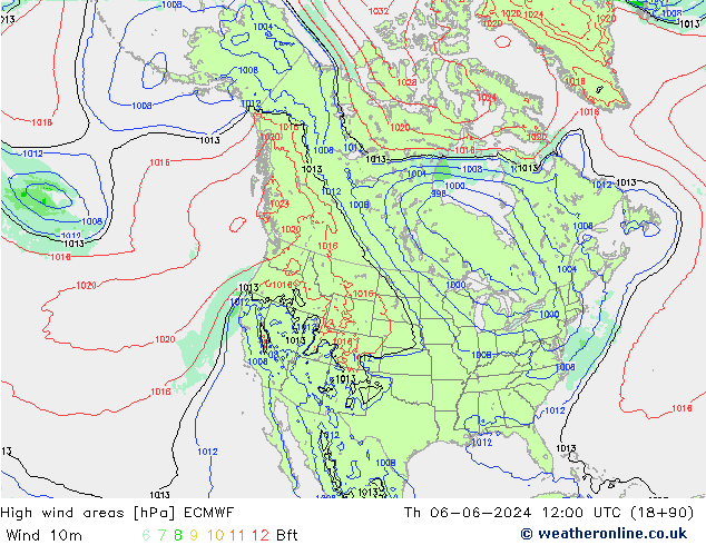 High wind areas ECMWF Qui 06.06.2024 12 UTC