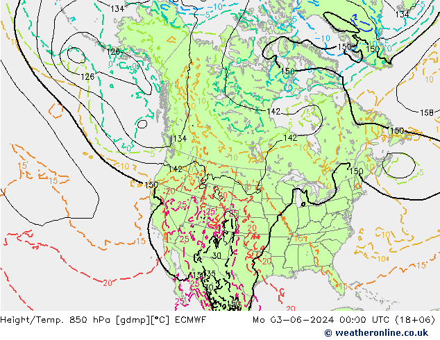 Z500/Rain (+SLP)/Z850 ECMWF 星期一 03.06.2024 00 UTC