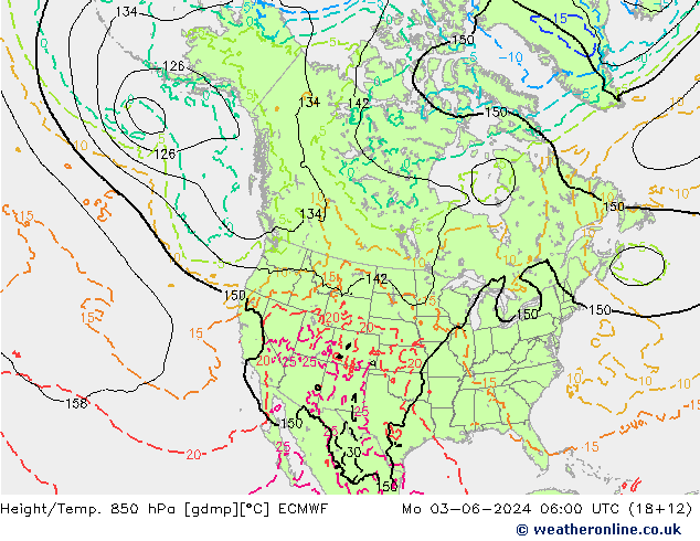 Height/Temp. 850 hPa ECMWF Mo 03.06.2024 06 UTC