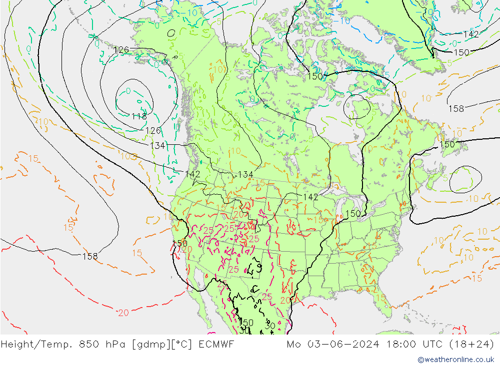 Z500/Rain (+SLP)/Z850 ECMWF 星期一 03.06.2024 18 UTC
