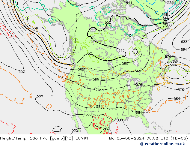 Z500/Yağmur (+YB)/Z850 ECMWF Pzt 03.06.2024 00 UTC