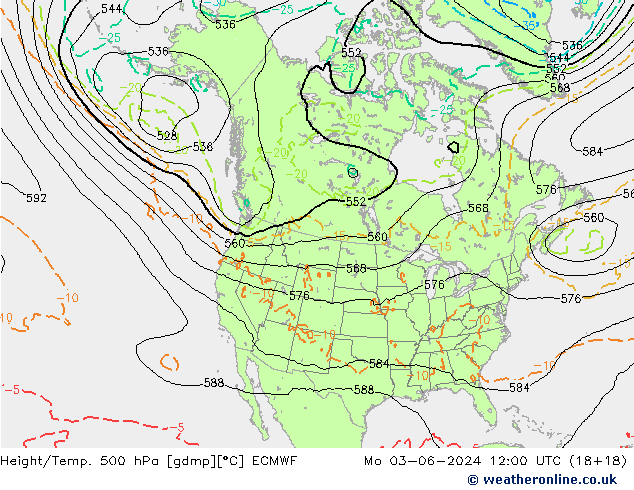 Z500/Rain (+SLP)/Z850 ECMWF lun 03.06.2024 12 UTC