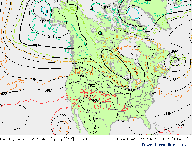 Z500/Rain (+SLP)/Z850 ECMWF gio 06.06.2024 06 UTC